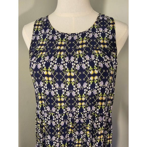 Max Studio Navy Blue Floral Tiered Sleeveless Maxi Dress Size Small - Picture 3 of 6
